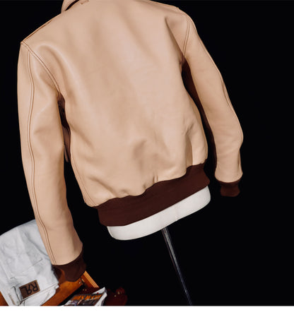 △ヴィンテージ復刻 植物タンニン鞣し カーフレザー A-2ジャケット▽S～4XL