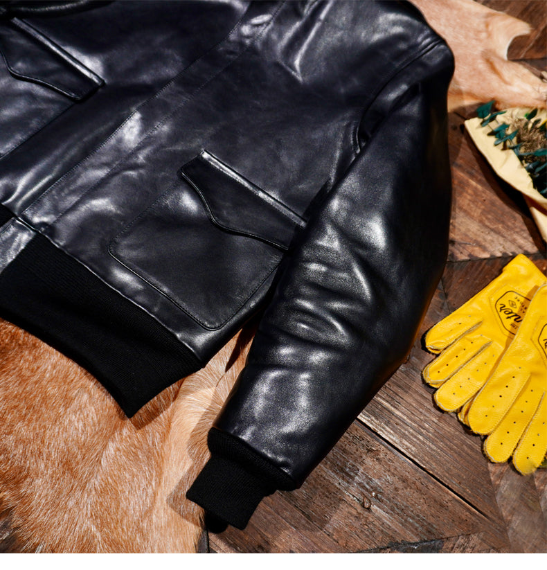 △ヴィンテージ復刻 植物タンニン鞣しホースハイドレザー A-2ジャケット▽S～5XL