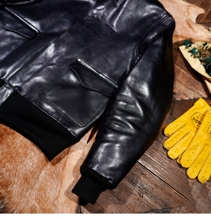 △ヴィンテージ復刻 植物タンニン鞣しホースハイドレザー A-2ジャケット▽S～5XL