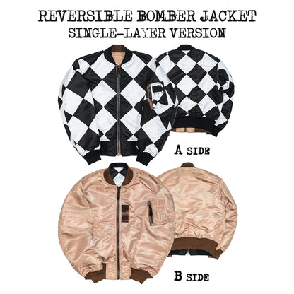 ▲リバーシブルデザイン チェッカー柄MA-1ジャケット▼S～2XL