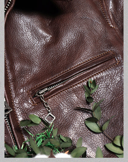 1930's VINTAGE復刻デザイン  植物タンニンなめし イタリア産ゴートレザー シングルライダースジャケット M～4XL