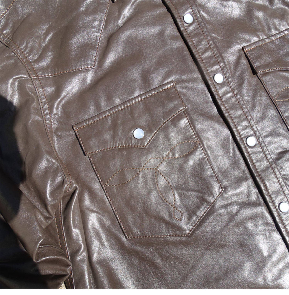 昨シーズン物売り切りSALEプライス★薄手0.4mm厚★シープレザー ウエスタンシャツ★S～5XL