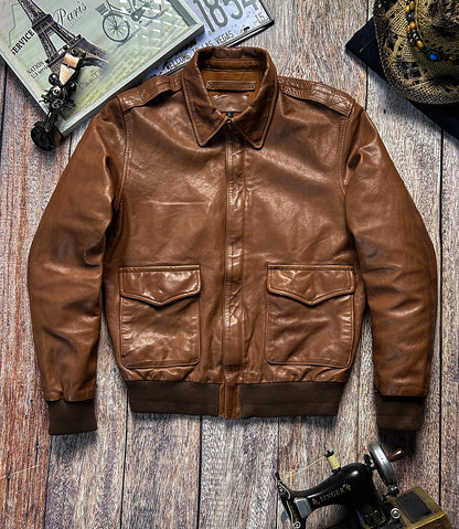 ◇◇ヴィンテージ復刻 ゴートレザーA-2ジャケット◇◇M~3XL