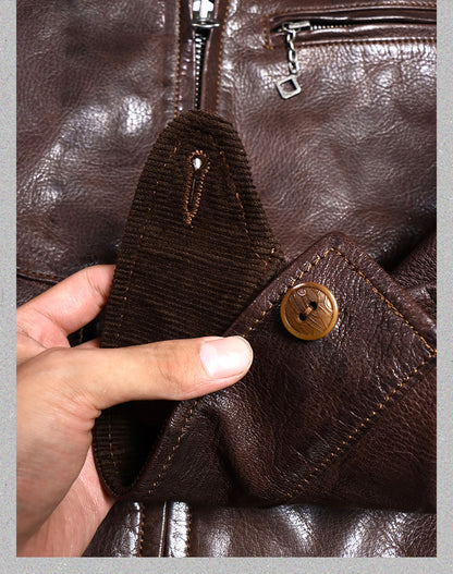 1930's VINTAGE復刻デザイン  植物タンニンなめし イタリア産ゴートレザー シングルライダースジャケット M～4XL