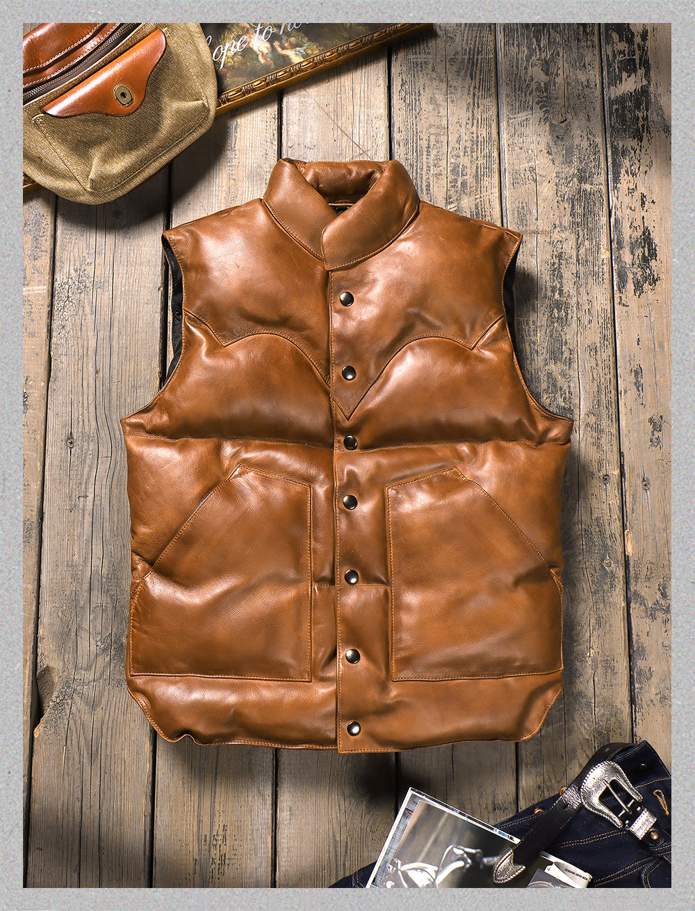 ◇ シープレザーシープレザーダウン ベスト◇S～4XL