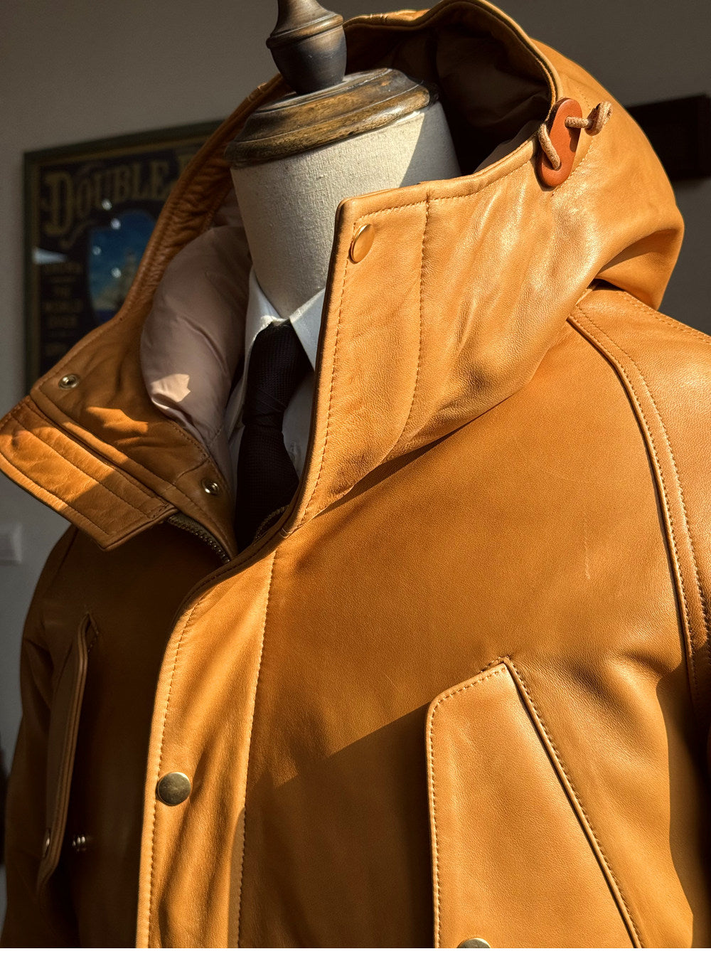 ◇イタリア産シープレザー使用 水染めレザーダウンジャケット◇ M～XL