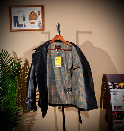 ▲ヴィンテージ復刻 カウレザーダブルブレスト ファーマーズコート▼S～4XL