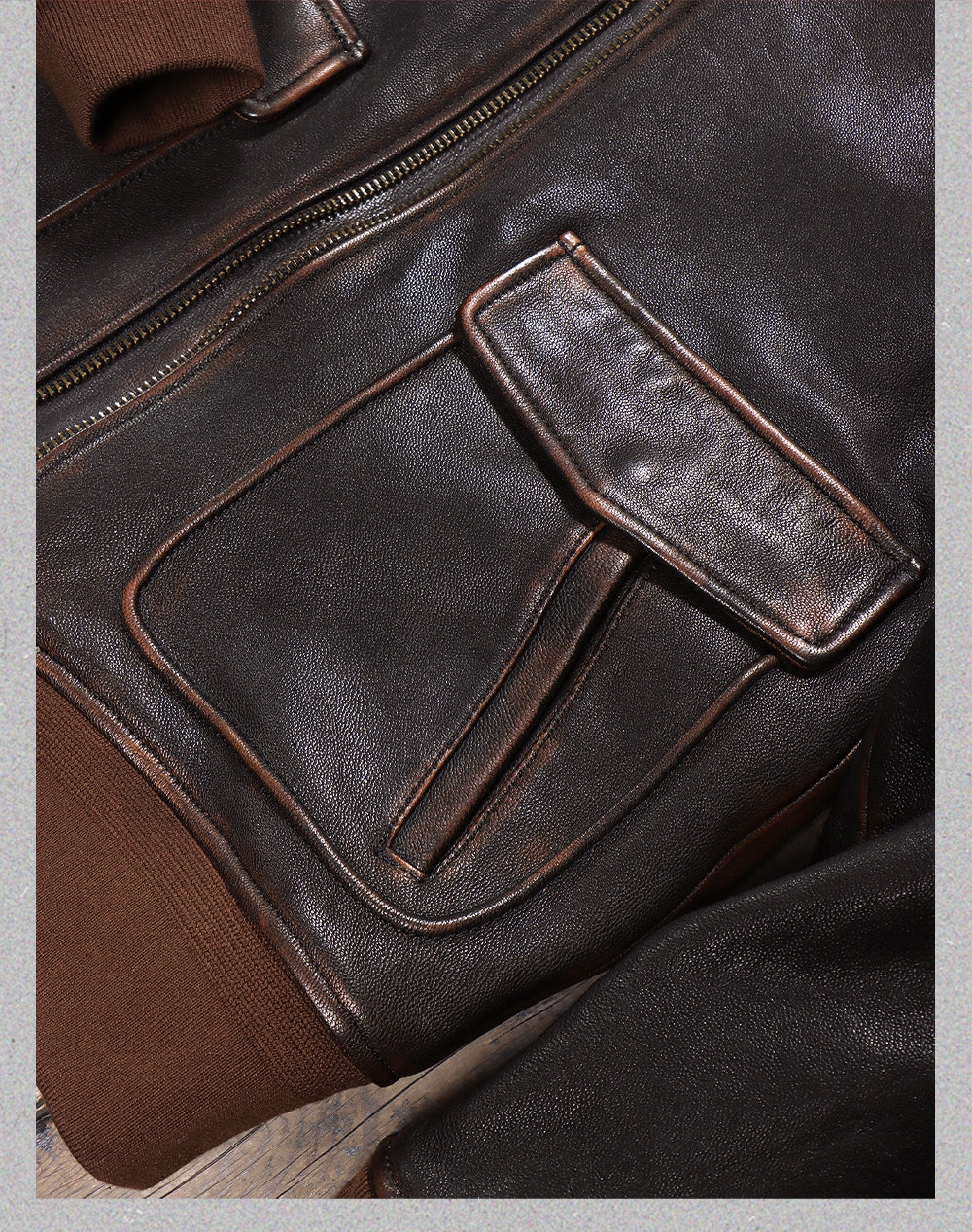 △ヴィンテージ復刻 植物タンニン鞣し茶芯ゴートレザー A-2ジャケット