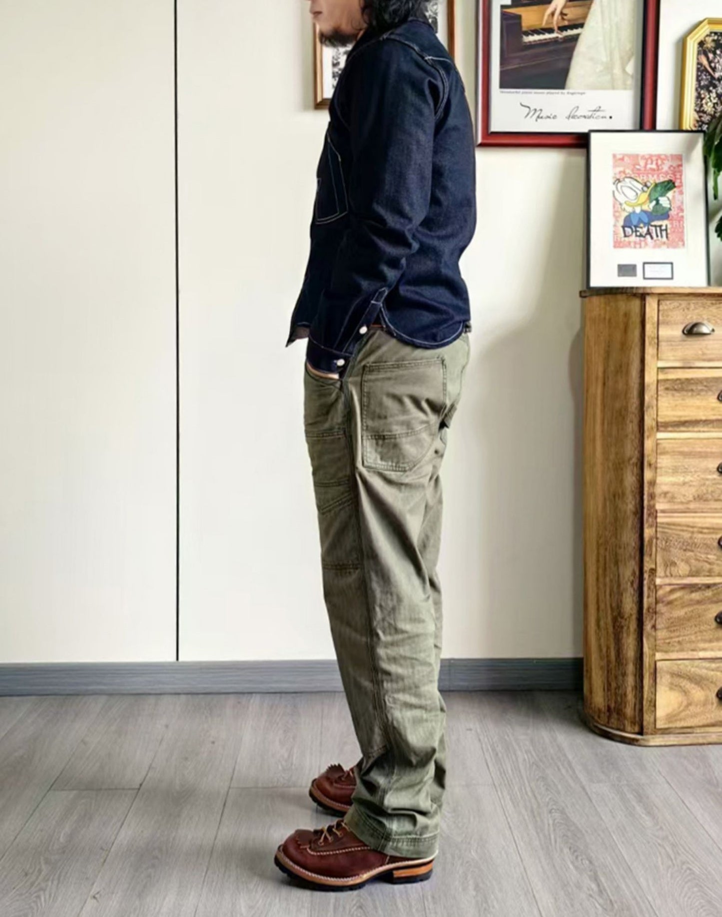 ◇ヴィンテージ復刻デザインHBTコットンヘリンボーン使用 ワークパンツ◇M～3XL