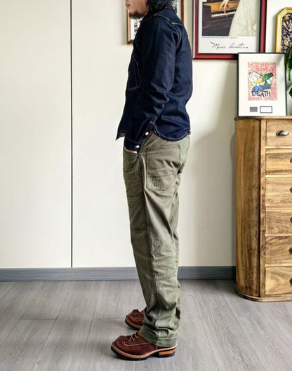 ◇ヴィンテージ復刻デザインHBTコットンヘリンボーン使用 ワークパンツ◇M～3XL