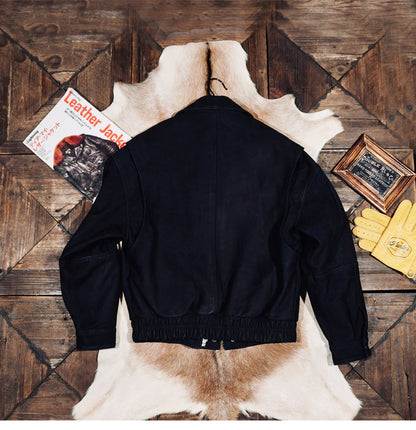 ゆったりシルエット△ヌバックレザー  ブルゾン▽ S～4XL