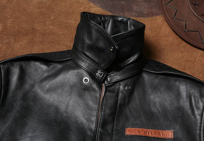 △ヴィンテージ復刻 植物タンニン鞣し 1.5mm ホースハイドレザー A-2ジャケット▽S～4XL