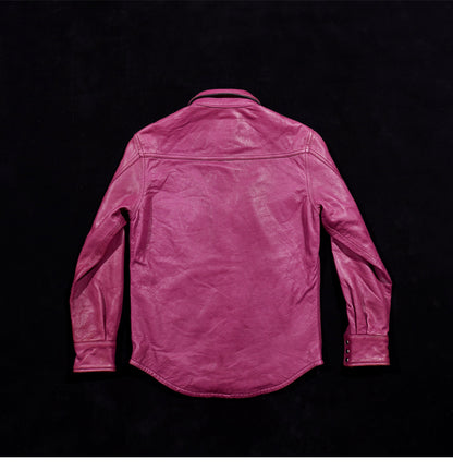 圧倒的スペシャルピース★ウォッシュ加工★ディアスキンレザー ウエスタンシャツ★M～4XL