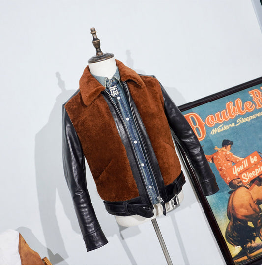 ★オーストラリア産ムートン×ホースハイドレザー 熊ジャン★S～4XL