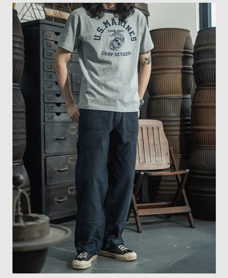 ２色展開◆色味、プリントの雰囲気もGOOD◆ヴィンテージ復刻 US MARINES プリント Ｔシャツ◆S～2XL