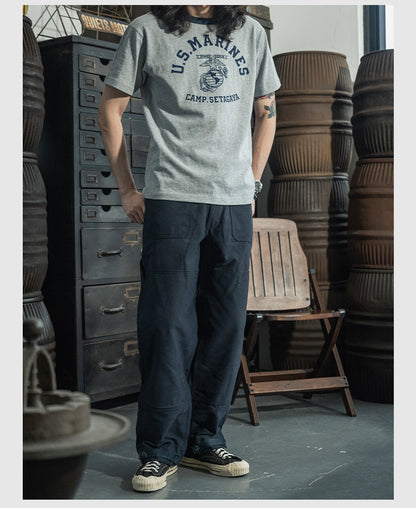 ２色展開◆色味、プリントの雰囲気もGOOD◆ヴィンテージ復刻 US MARINES プリント Ｔシャツ◆S～2XL