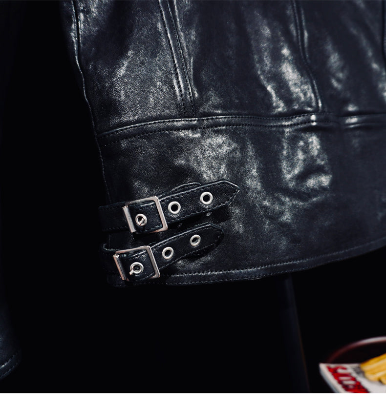 植物タンニン鞣しシープレザー使用  ダブルライダースジャケットS～4XL