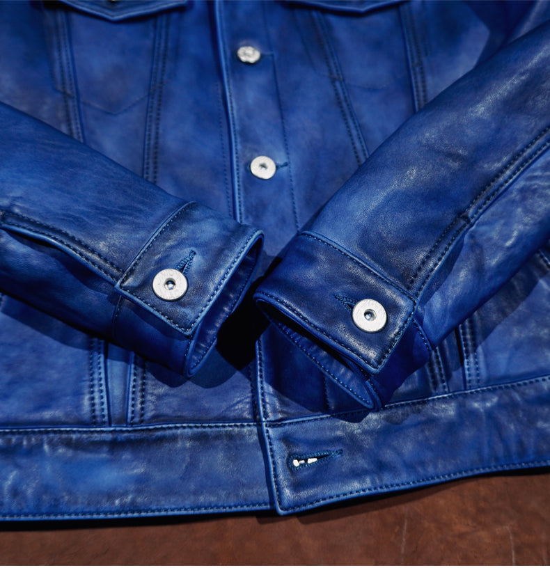 ★507 type3型 復刻モデル シープレザージャケット★ブルー S～4XL