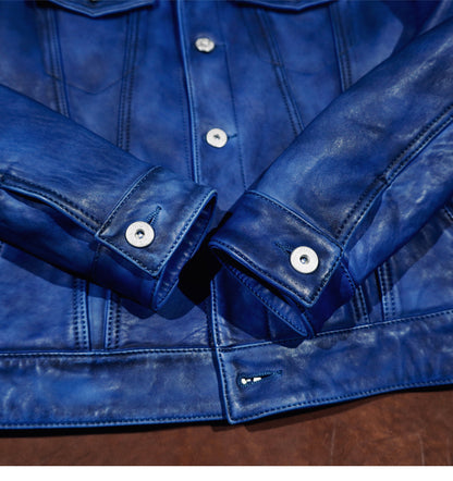 ★507 type3型 復刻モデル シープレザージャケット★ブルー S～4XL