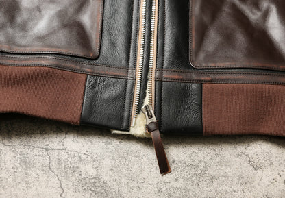 ☆オーストラリア産ムートン 切り替えA-2フライトジャケット☆S～3XL