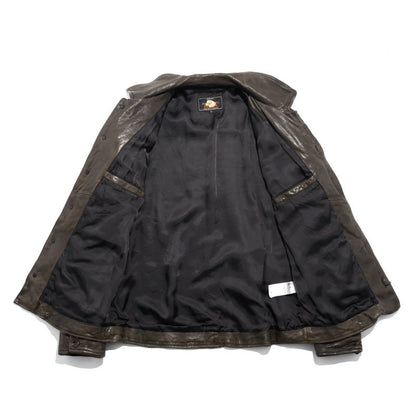 ☆植物タンニン鞣し ウォッシュ加工 シープレザー シャツ☆S～3XL