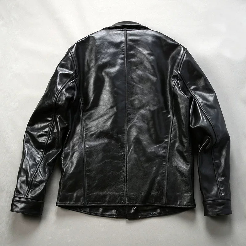 △ヴィンテージ復刻型 茶芯ホースハイドレザー カーコート▽M～4XL