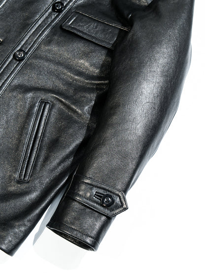 ☆ヴィンテージ復刻デザイン ゴートレザー コルビジェジャケット/ブラック☆S～3XL