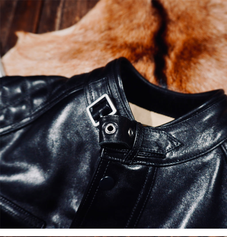 ✩細部のディテールまで完璧な拘り 植物タンニン鞣しホースハイドレザーモーターサイクルジャケット✩S～4XL