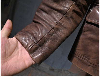 ▲絶妙な色味シープスキンレザー ジャケット▲ M～3XL