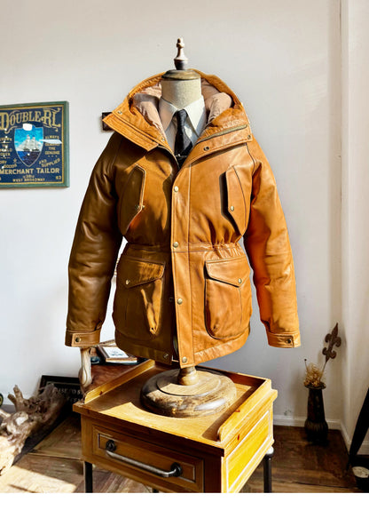 ◇イタリア産シープレザー使用 水染めレザーダウンジャケット◇ M～XL