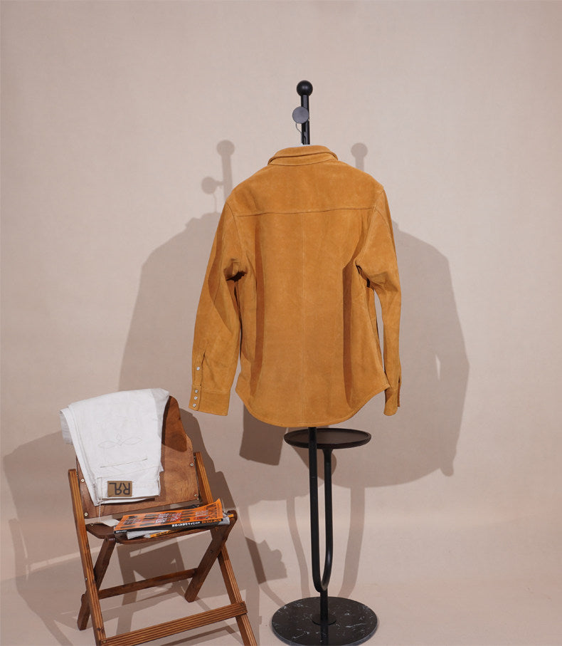 ４色展開☆カウレザー スウェード ウエスタンシャツ☆S～4XL