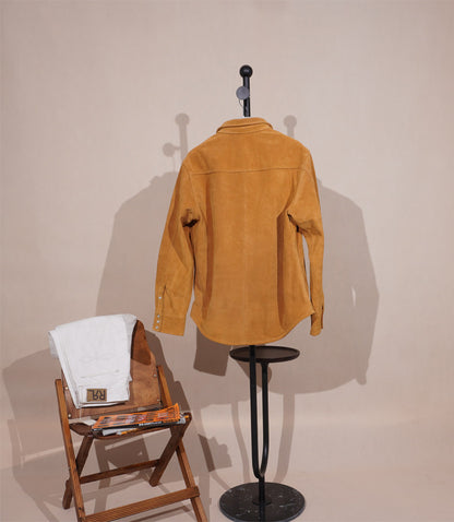 ４色展開☆カウレザー スウェード ウエスタンシャツ☆S～4XL