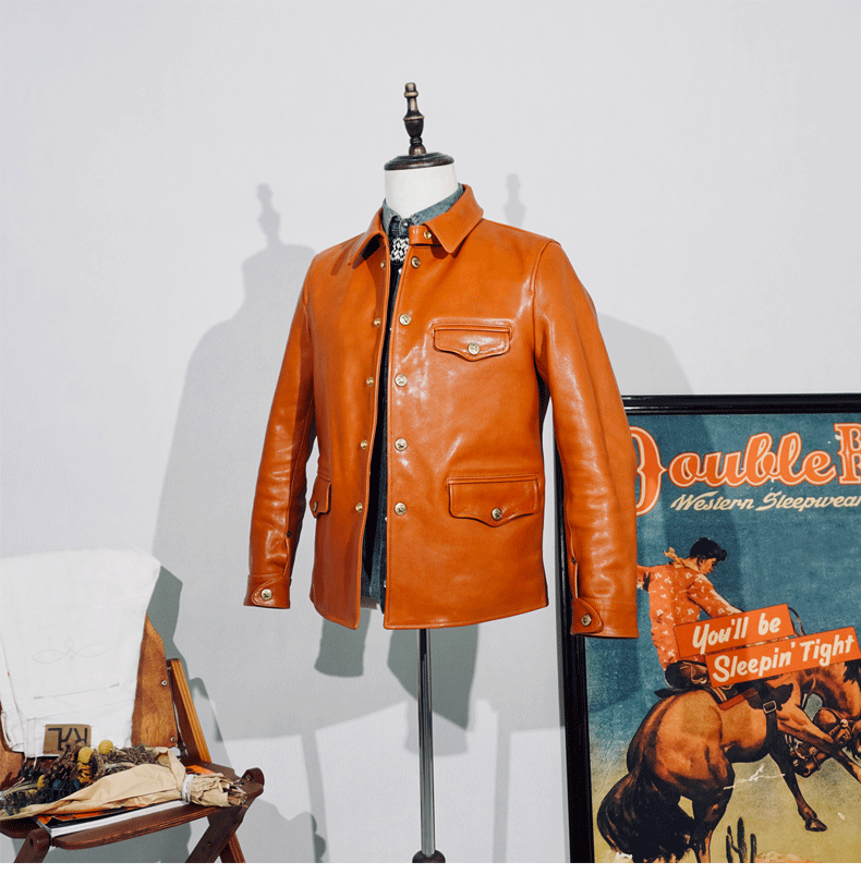 植物タンニン鞣し ホースハイドレザー カーコート S～4XL