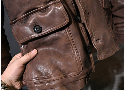 ▲絶妙な色味シープスキンレザー ジャケット▲ M～3XL