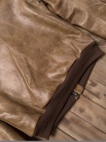 1.7mm極厚◇◇ヴィンテージ復刻 オイルフィニッシュカウレザーA-2ジャケット◇◇M~5XL
