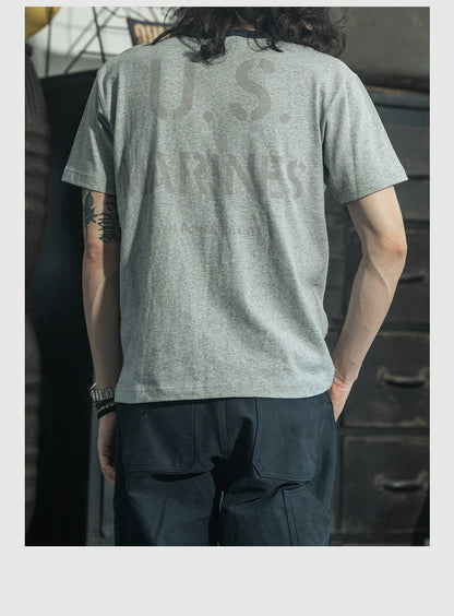 ２色展開◆色味、プリントの雰囲気もGOOD◆ヴィンテージ復刻 US MARINES プリント Ｔシャツ◆S～2XL