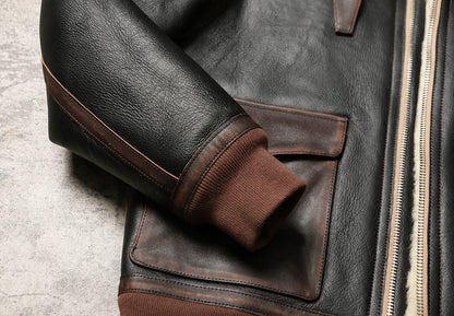 ☆オーストラリア産ムートン 切り替えA-2フライトジャケット☆S～3XL