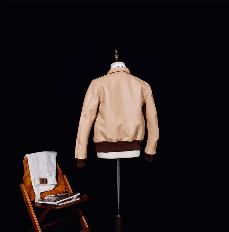 △ヴィンテージ復刻 植物タンニン鞣し カーフレザー A-2ジャケット▽S～4XL
