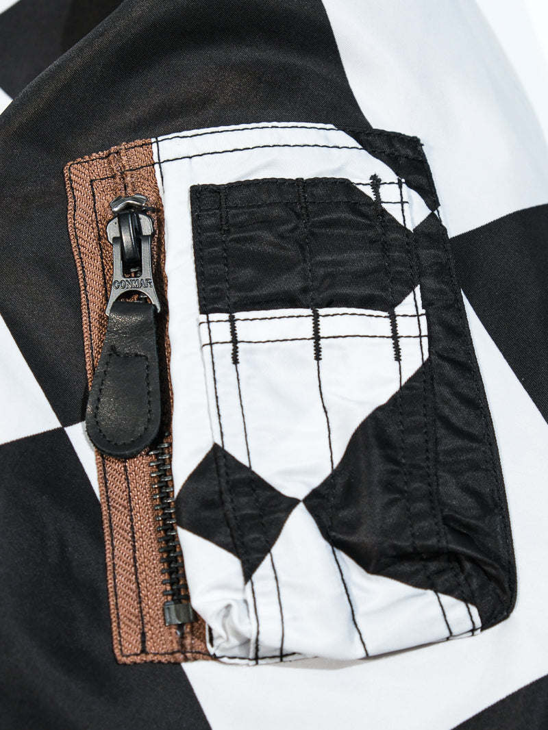 ▲リバーシブルデザイン チェッカー柄MA-1ジャケット▼S～2XL