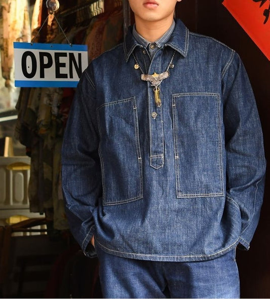 ★ヴィンテージ30s US ARMY M-35 復刻 9ozデニム ポケットワークシャツ★XS～2XL
