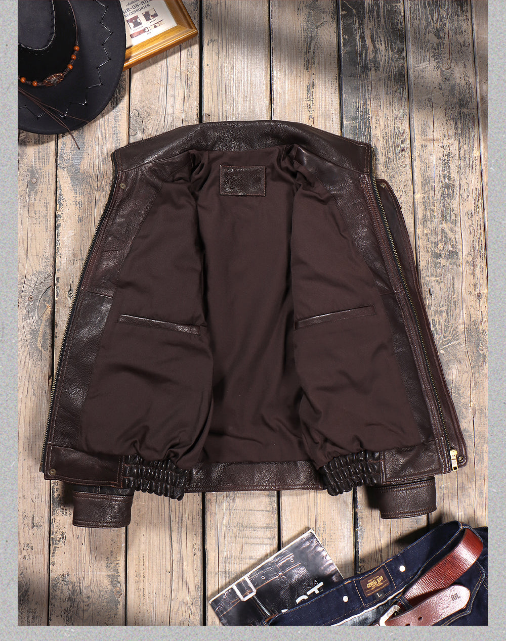 2色展開△水染ゴートレザー  ブルゾン▽ S～5XL