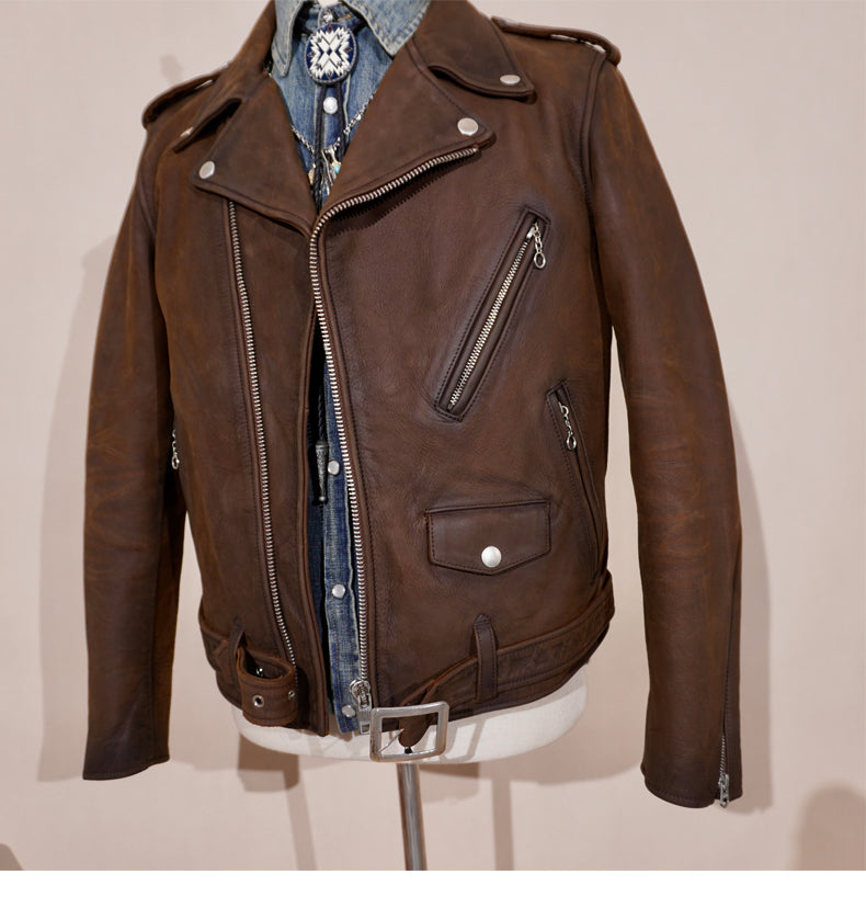 ヴィンテージ50s復刻 613型カウレザー ダブルライダースジャケット M～4XL
