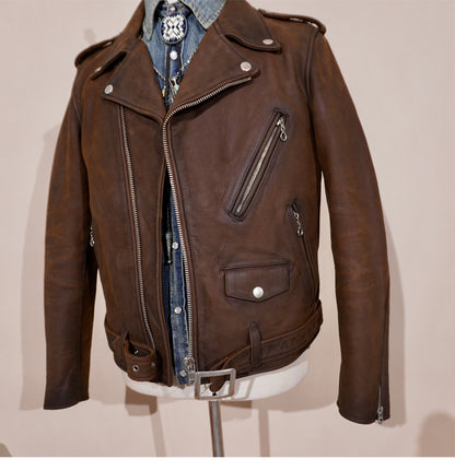 ヴィンテージ50s復刻 613型カウレザー ダブルライダースジャケット M～4XL
