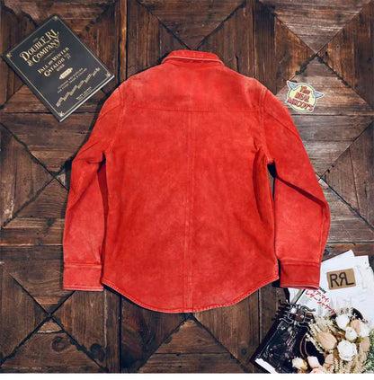 圧倒的スペシャルピース★ウォッシュ加工★ゴートスキンレザー ウエスタンシャツ★S～4XL
