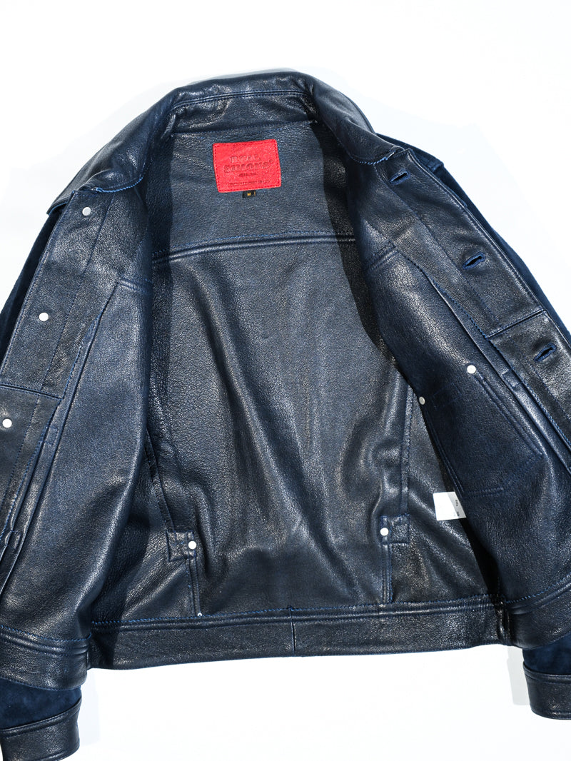 ★1st型 506復刻モデル ゴートレザースウェードレザージャケット★ネイビー S～3XL