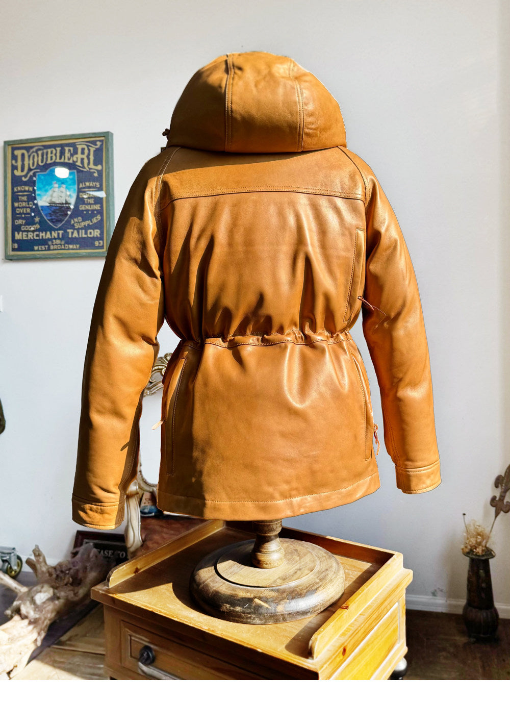 ◇イタリア産シープレザー使用 水染めレザーダウンジャケット◇ M～XL