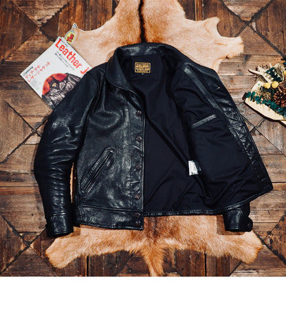 ★1930's VINTAGE復刻デザイン 植物タンニン鞣しシープレザーコサックジャケット★