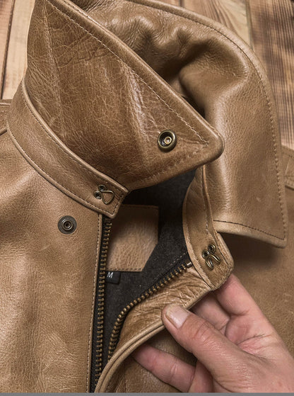 1.7mm極厚◇◇ヴィンテージ復刻 オイルフィニッシュカウレザーA-2ジャケット◇◇M~5XL