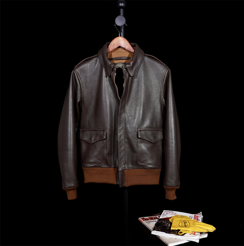 ▲ヴィンテージ復刻 茶芯シープレザー A-2ジャケット▼