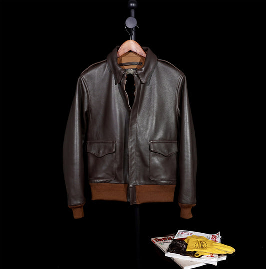 ▲ヴィンテージ復刻 茶芯シープレザー A-2ジャケット▼